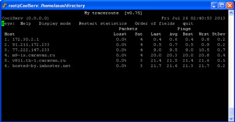 Консольная утилита My Traceroute