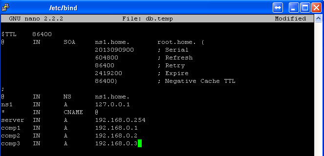 Создание файла зоны DNS