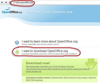 Сайт проекта Open Office
